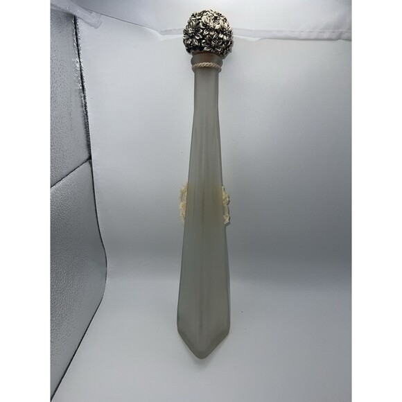 VIA VENETO ITALY milky Decanter bottle Silver Flower Cork Stopper Vintage - Picture 6 of 10